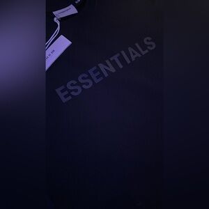 Essentials Black Logo Dress Shirt with Subtle Diagonal Branding